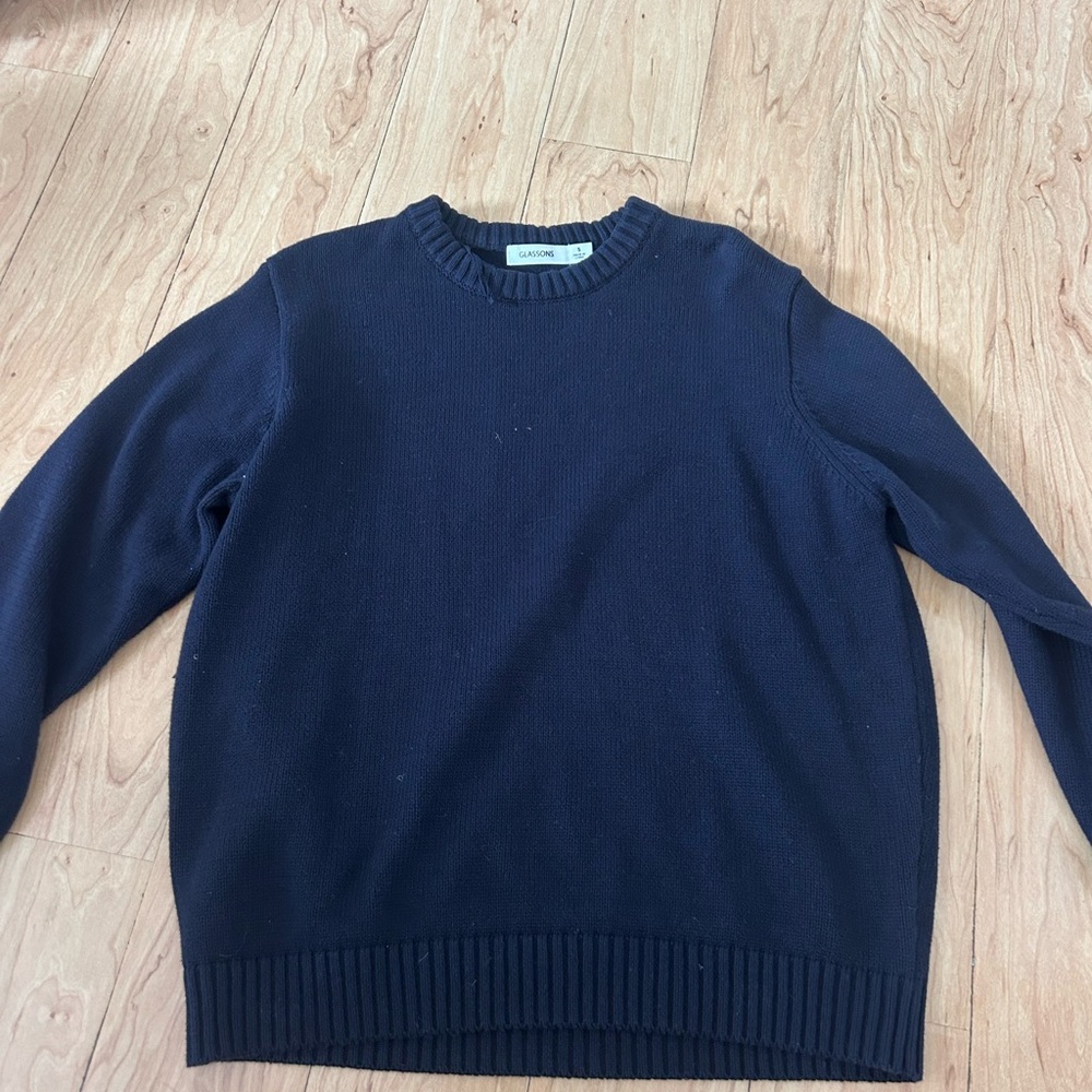 Glassons Blue Crewneck Sweater with Ribbed Detailing
